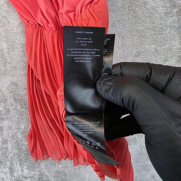 Bebe Dress Womens Extra Small Coral Pleated Mini Gold Necklace Halter Party - Picture 10 of 11